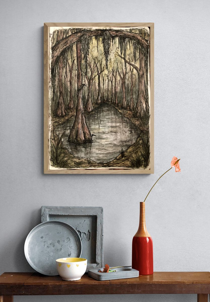 Swamp Forest Watercolor Poster. — room view 3
