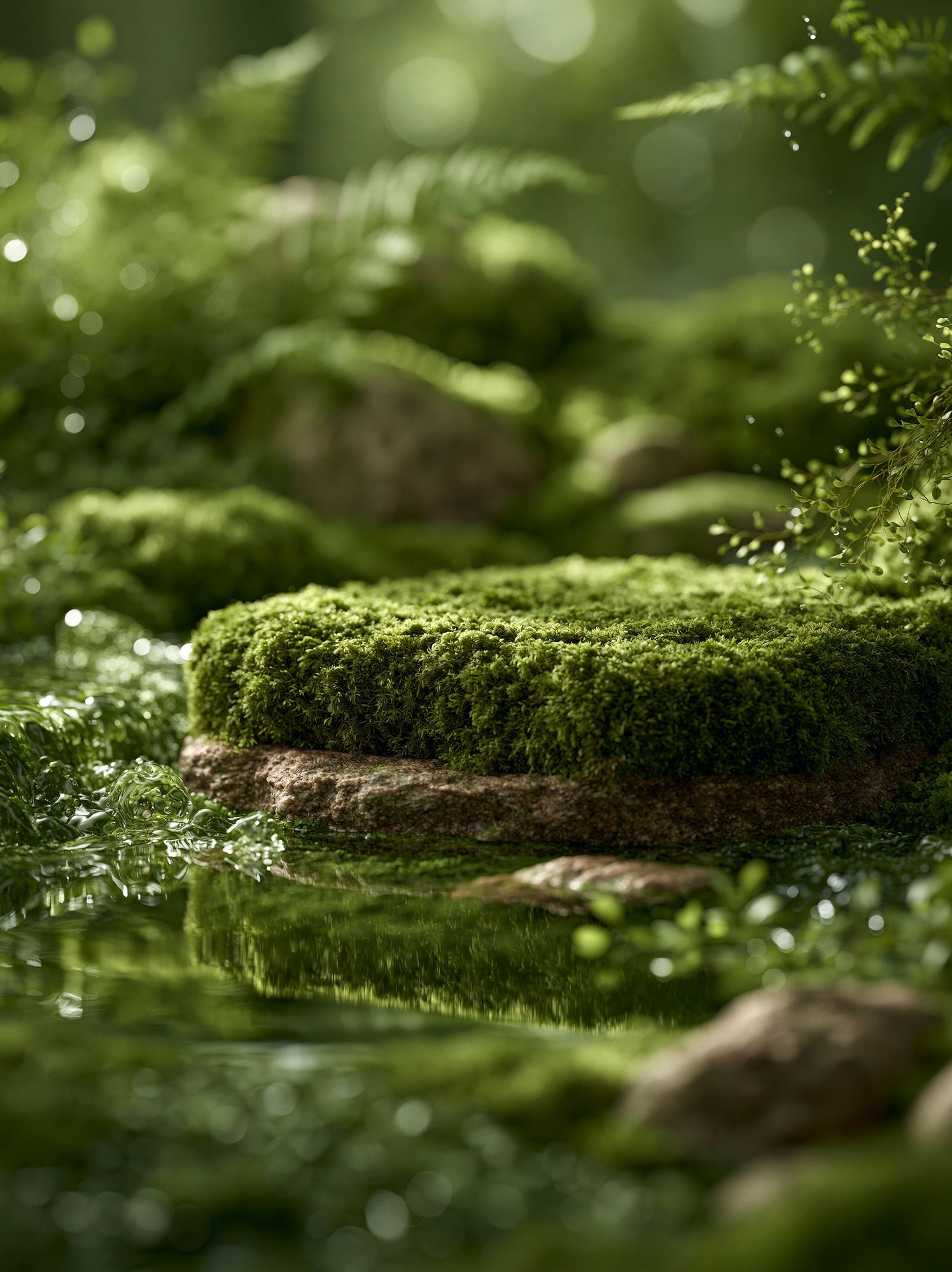 Mossy Forest Stream Photography Poster. poster detail
