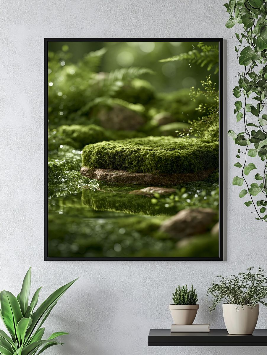 Mossy Forest Stream Photography Poster. — room view 4
