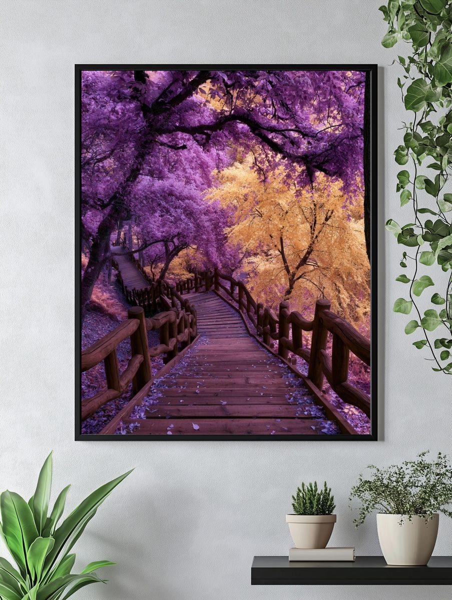 Autumn Forest Stairway Poster. — room view 4