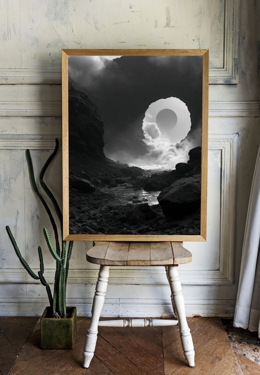 Eclipse Cave Landscape Print. room preview