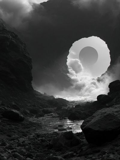Eclipse Cave Landscape Print. poster
