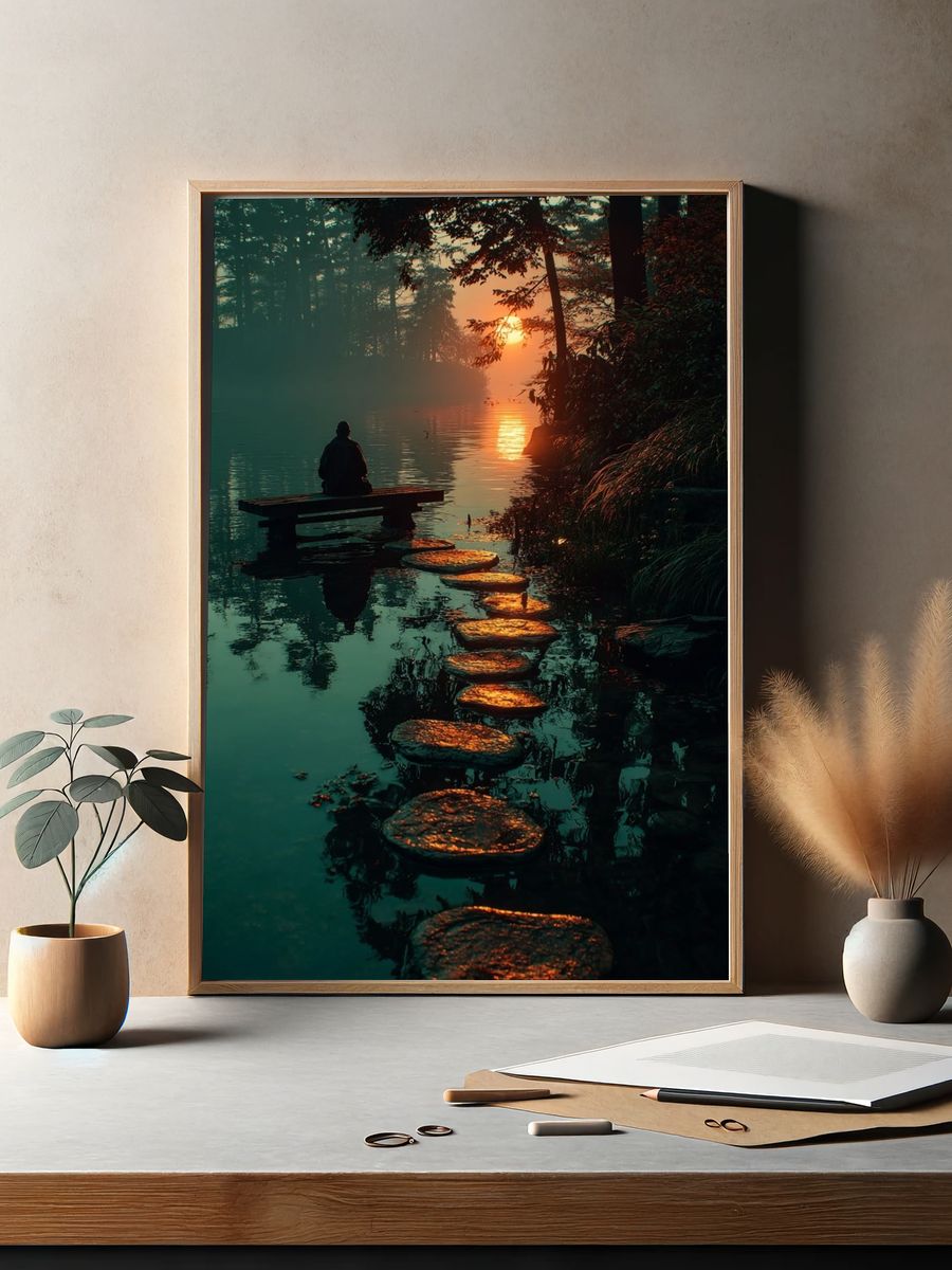Sunset Forest Meditation Print. — room view 2