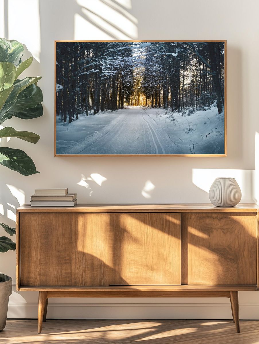 Snowy Forest Path Poster. — room view 3