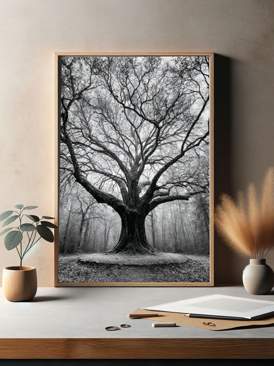 Ancient Tree in Mist Poster. — room view 2