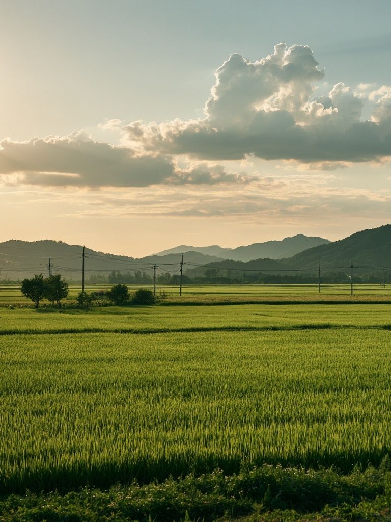 Golden Rice Fields Landscape Poster. poster detail