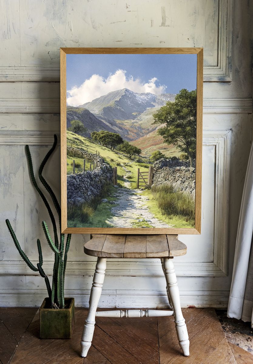 Mountain Path Watercolor Poster. — room view 1