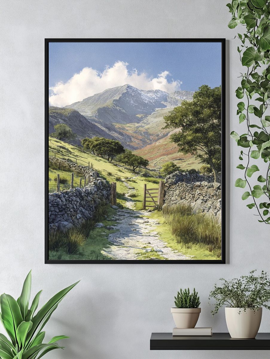 Mountain Path Watercolor Poster. — room view 4