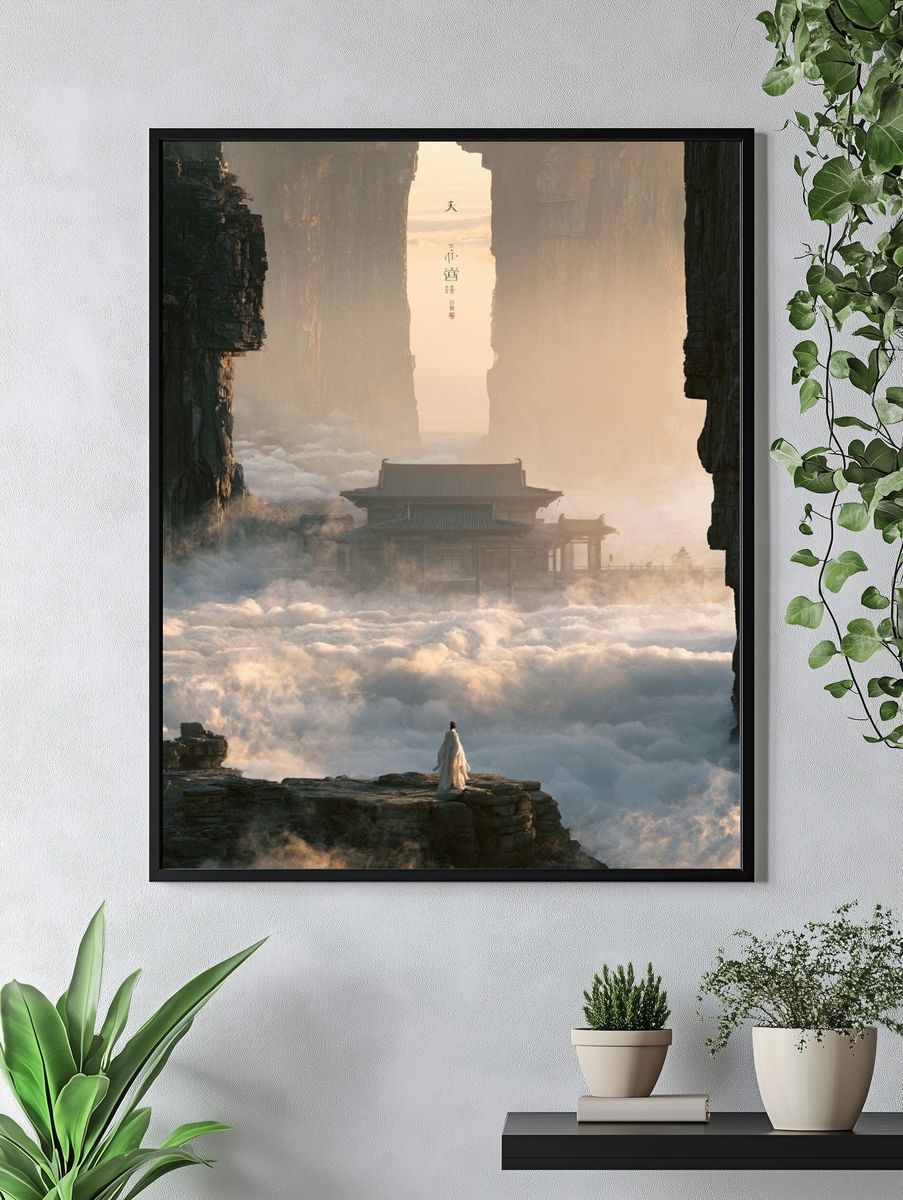 Celestial Mountain Temple Print. — room view 4