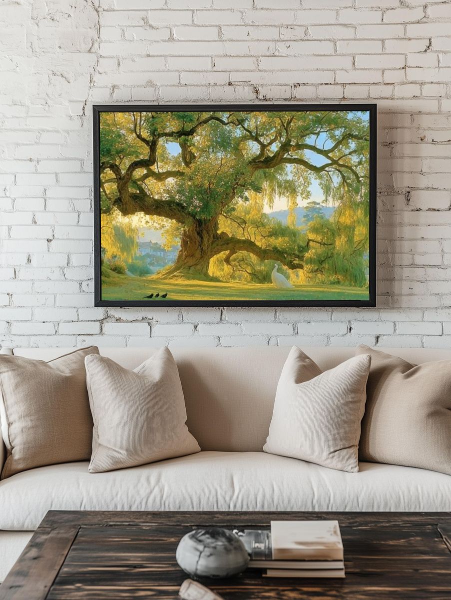 Sunlit Willow Landscape Print. — room view 1