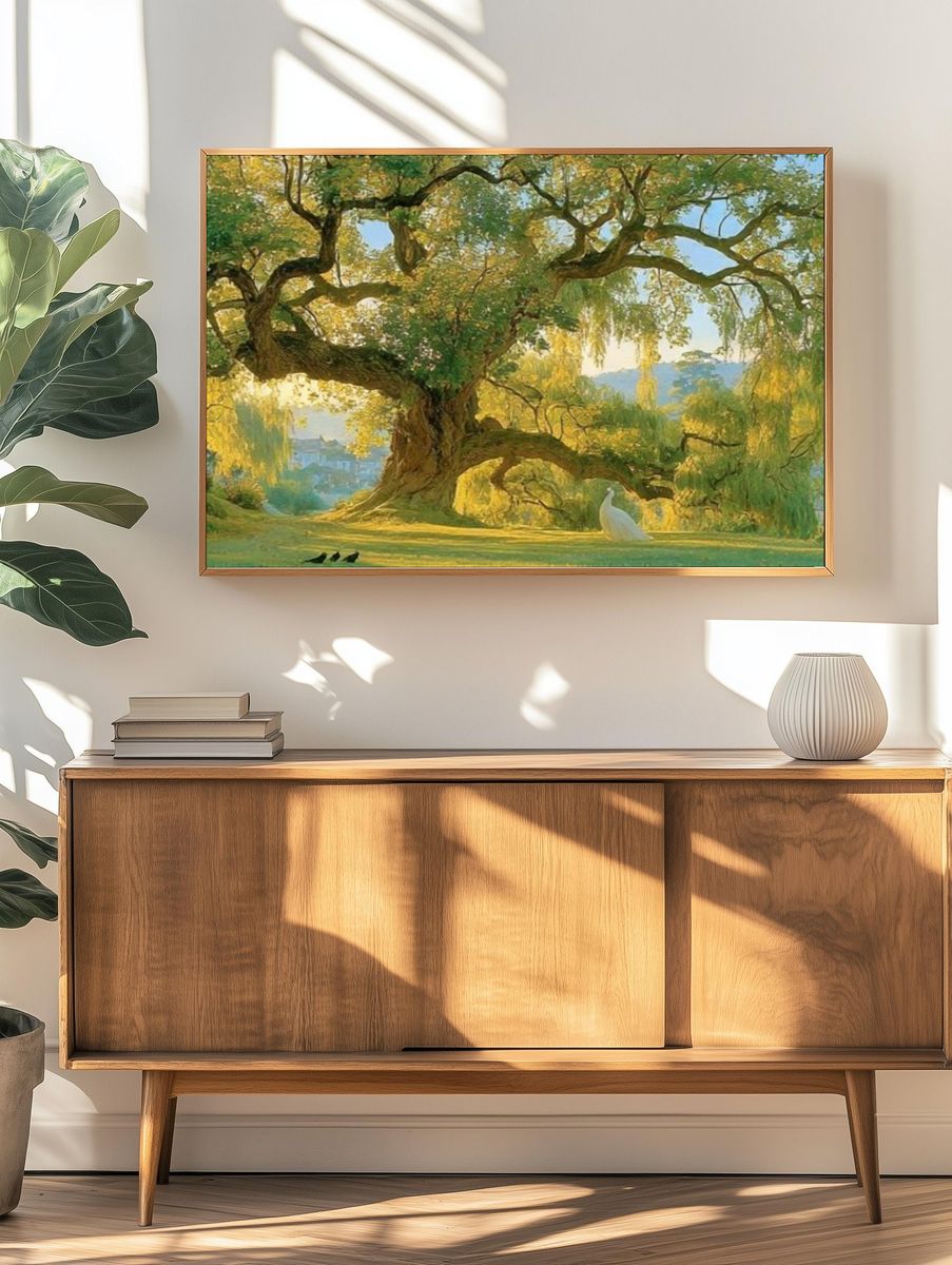 Sunlit Willow Landscape Print. — room view 3