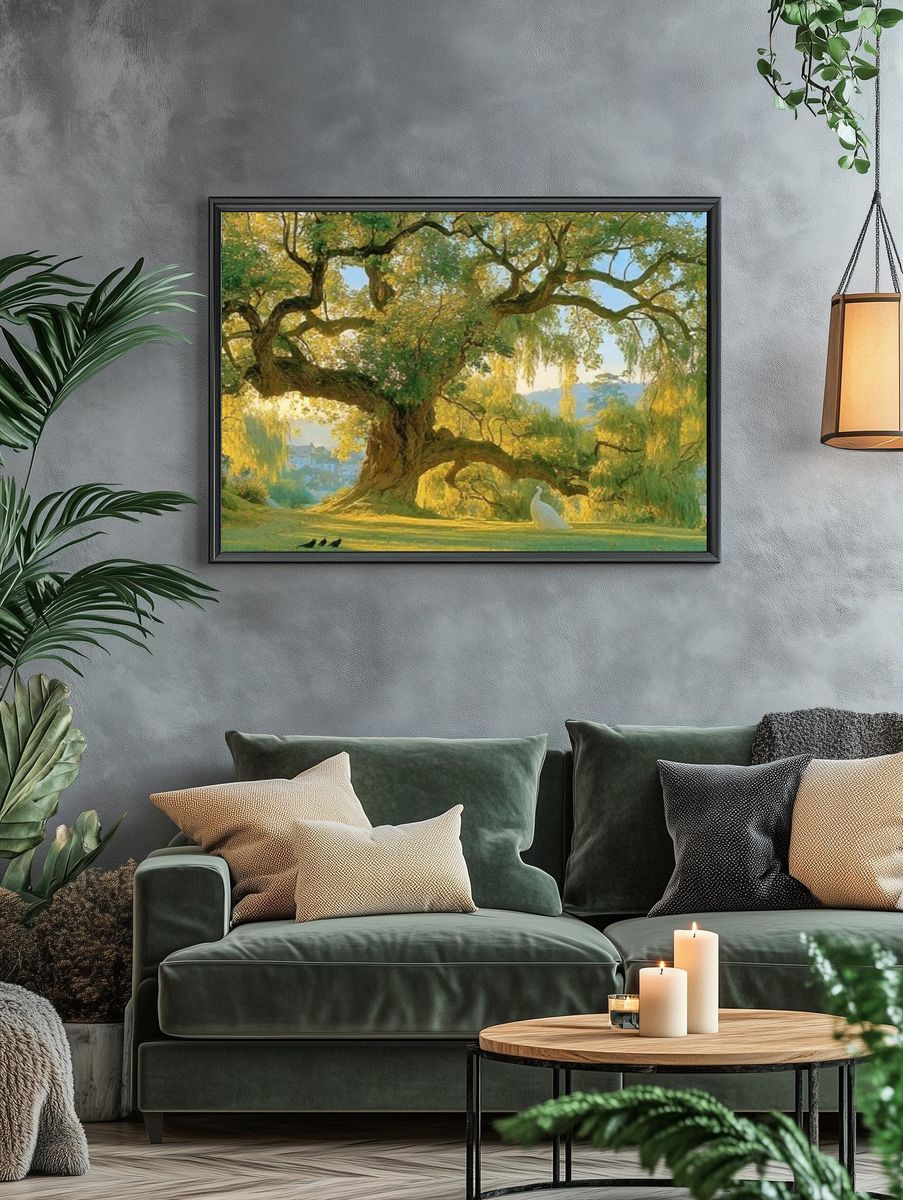Sunlit Willow Landscape Print. — room view 4