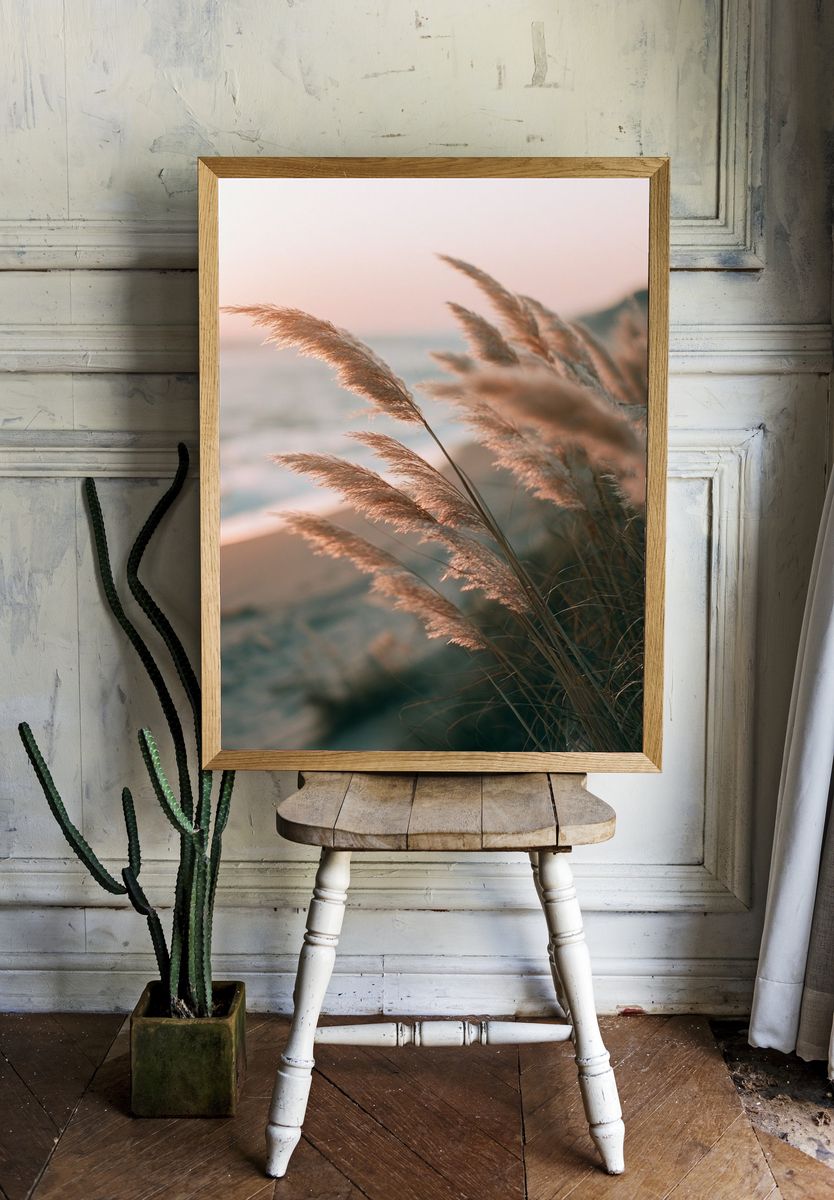 Coastal Reeds at Sunset Print. — room view 1