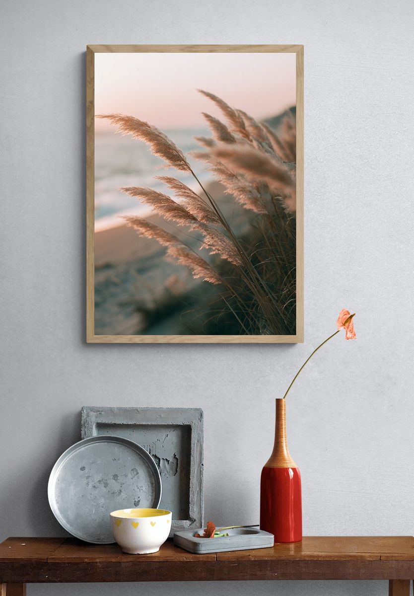Coastal Reeds at Sunset Print. — room view 3