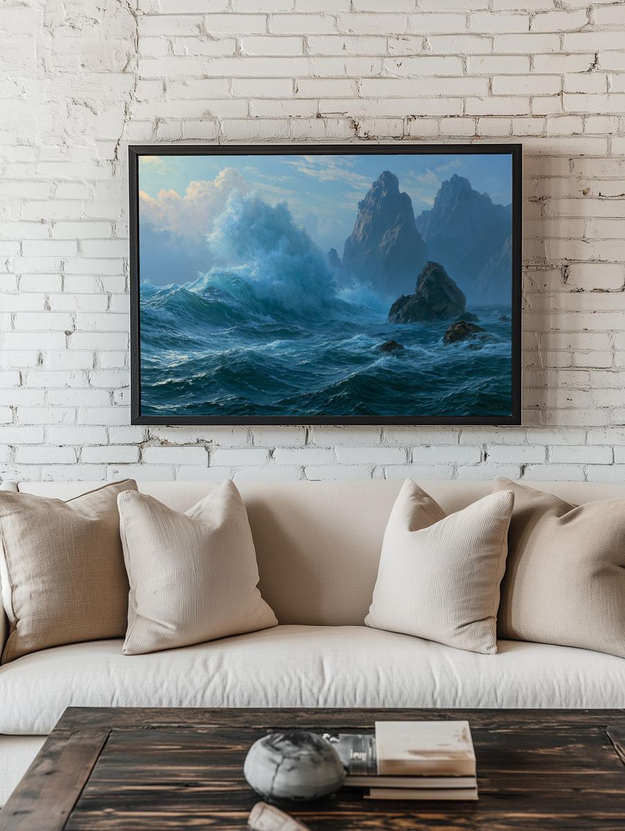 Stormy Sea Cliffs — Fine-Art Print. — room view 1