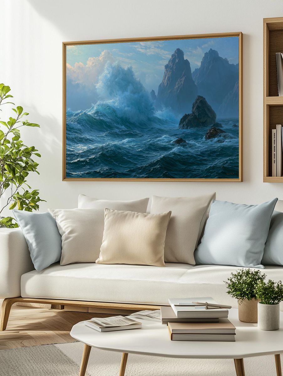 Stormy Sea Cliffs — Fine-Art Print. — room view 2