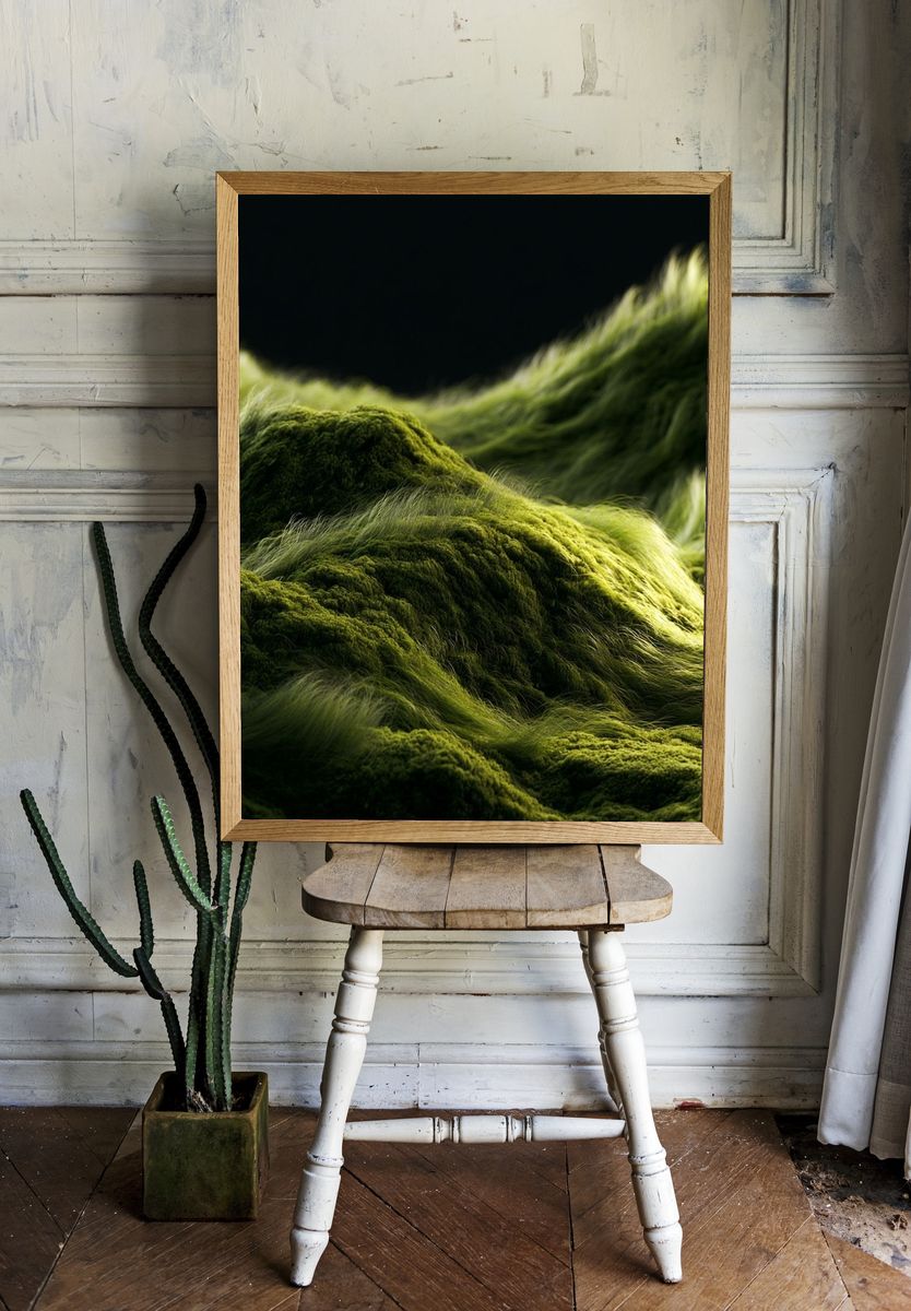 Mossy Hillscape Photography Poster. — room view 1