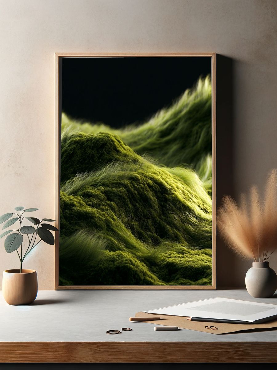 Mossy Hillscape Photography Poster. — room view 2
