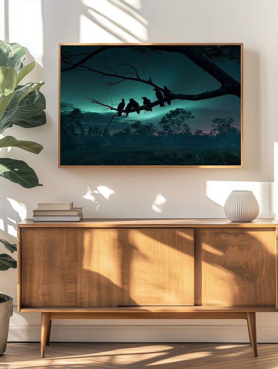 Crows at Dusk Nature Poster. — room view 3