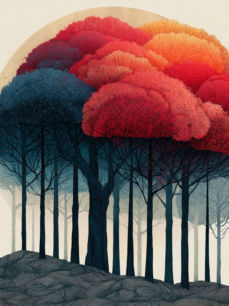 Autumn Forest Canopy Illustration Poster. poster — nature art
