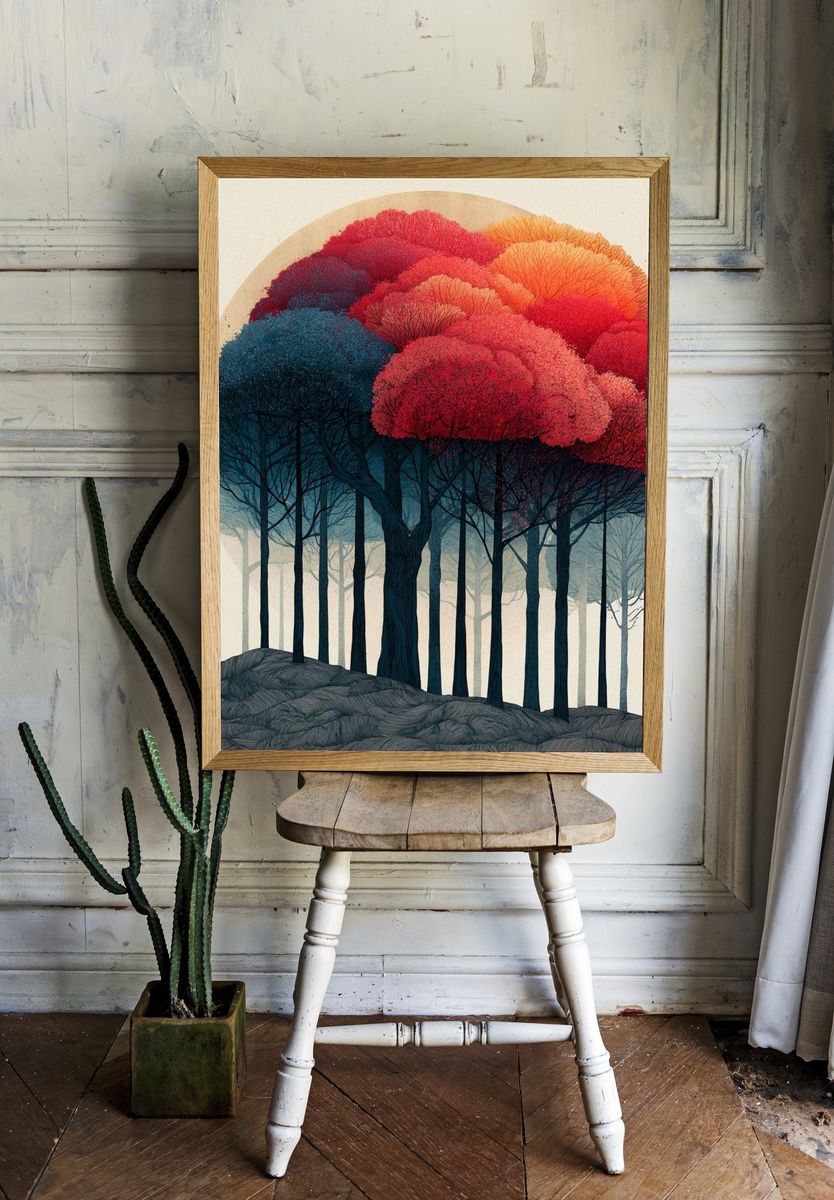 Autumn Forest Canopy Illustration Poster. room preview