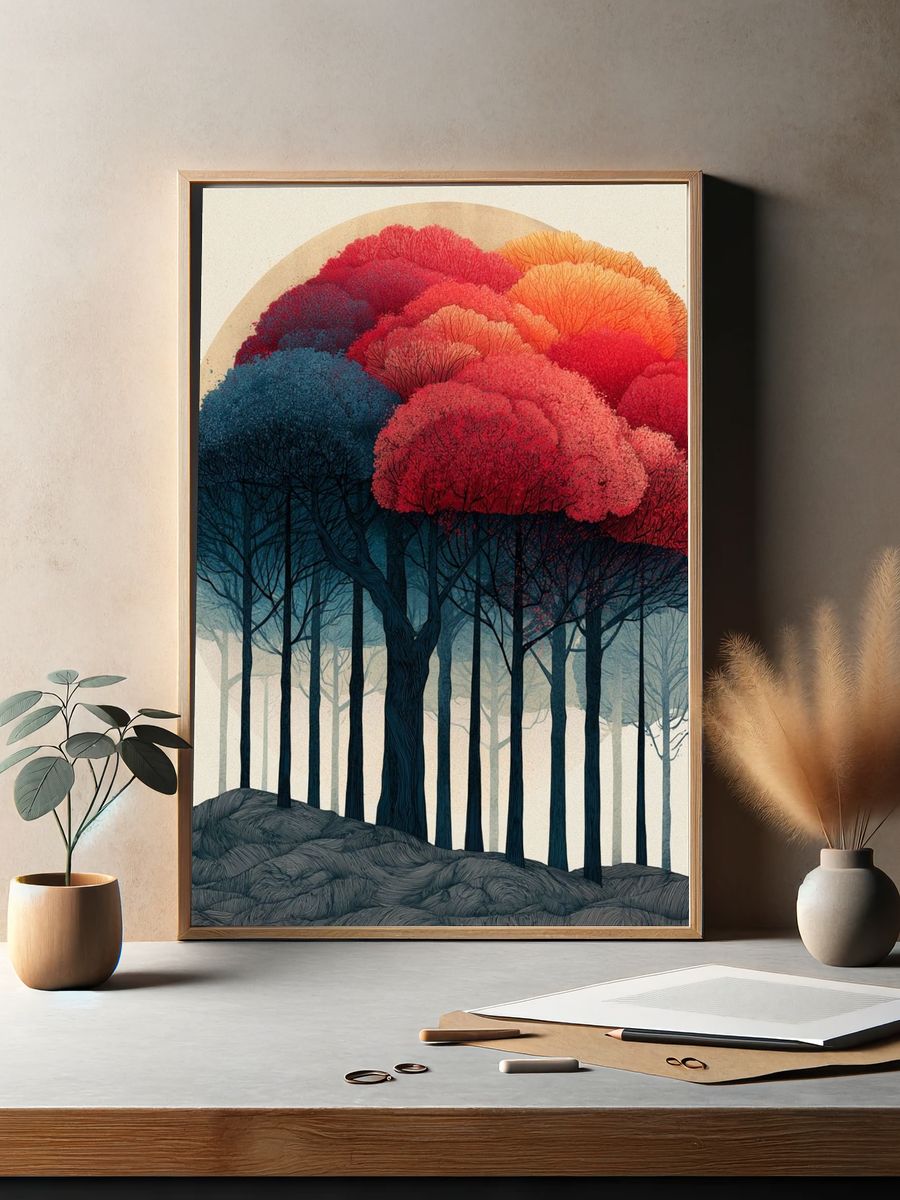 Autumn Forest Canopy Illustration Poster. — room view 2