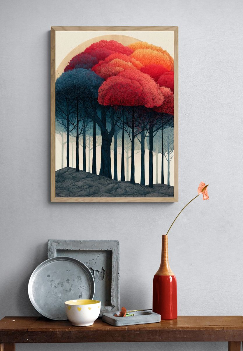Autumn Forest Canopy Illustration Poster. — room view 3