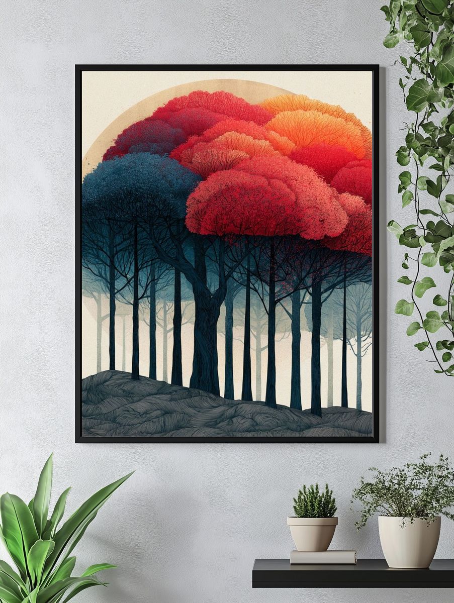 Autumn Forest Canopy Illustration Poster. — room view 4