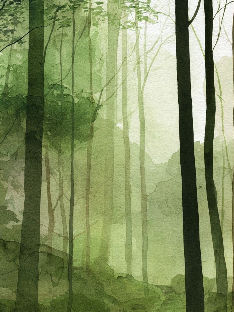 Misty Forest Watercolor Poster. poster — nature art