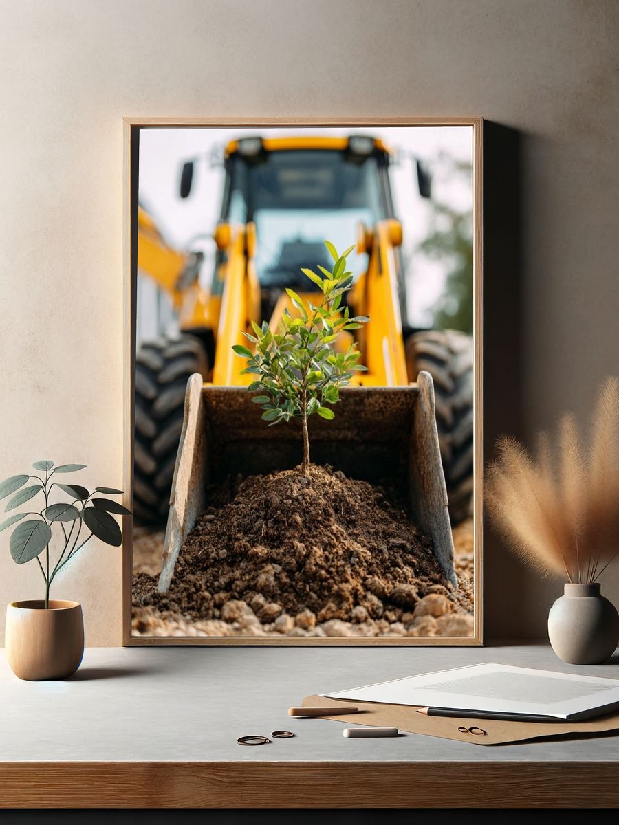 Tree in Construction — Nature Poster. — room view 2
