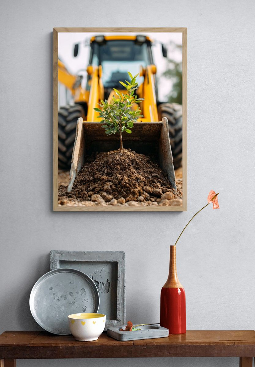 Tree in Construction — Nature Poster. — room view 3