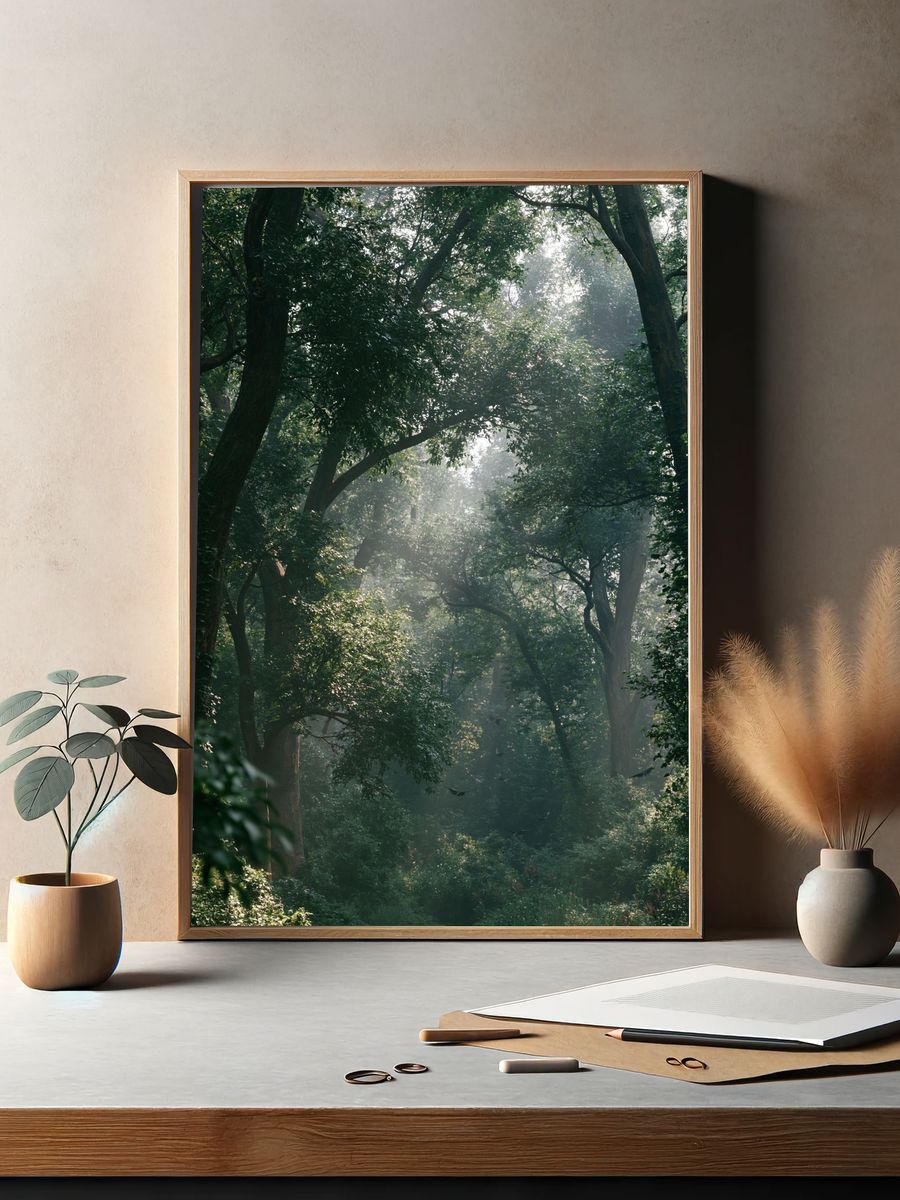 Misty Forest Canopy Poster. — room view 2