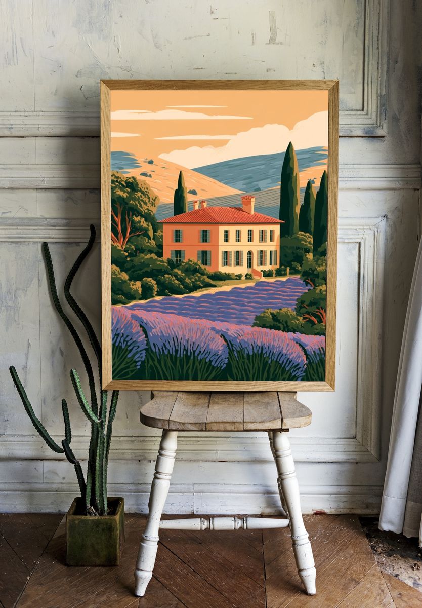 Tuscan Villa Landscape Print. — room view 1