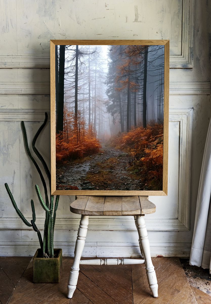 Misty Autumn Forest Poster. room preview