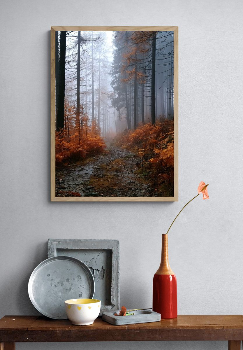 Misty Autumn Forest Poster. — room view 3