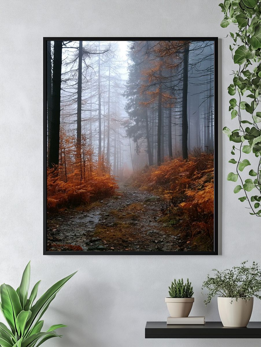Misty Autumn Forest Poster. — room view 4