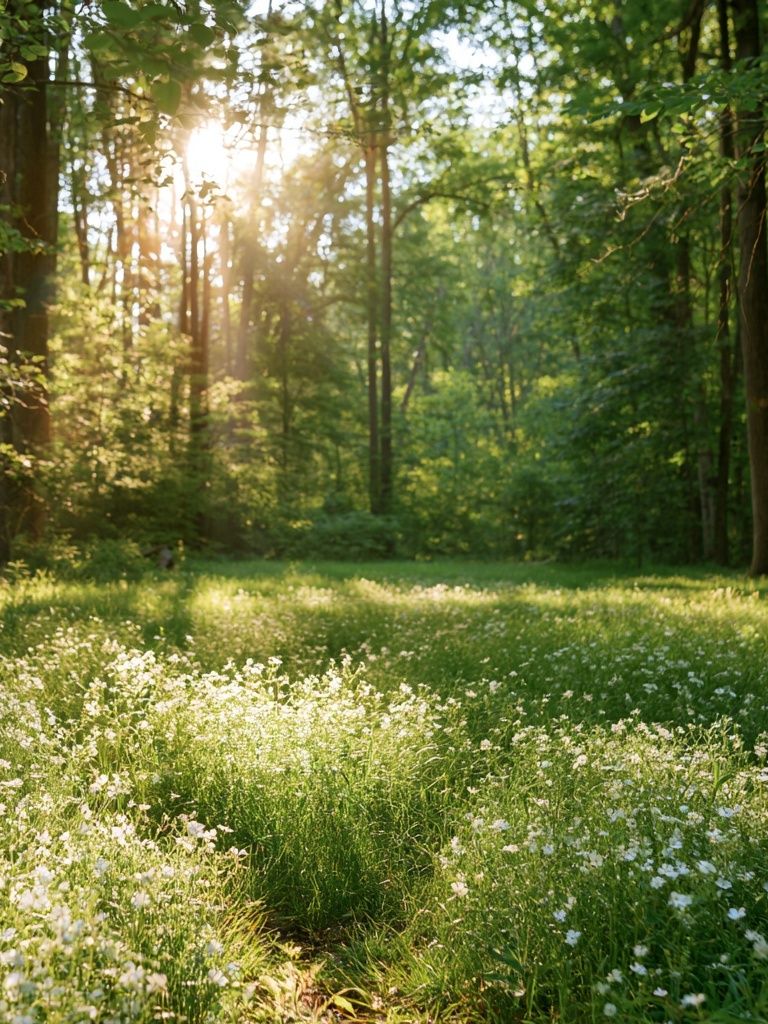 Sunlit Forest Meadow Photography Poster. poster detail