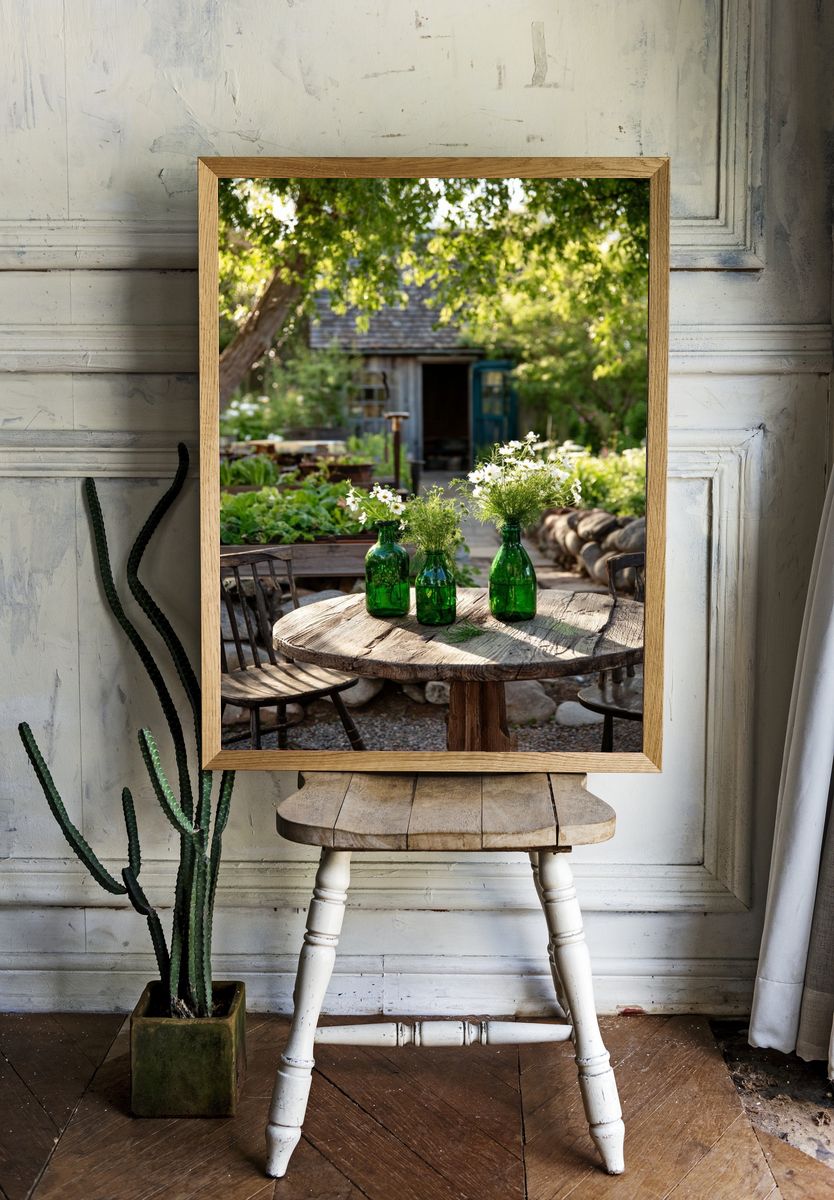 Green Bottles with Flowers — Nature Print room preview