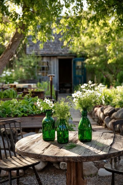 Green Bottles with Flowers — Nature Print
