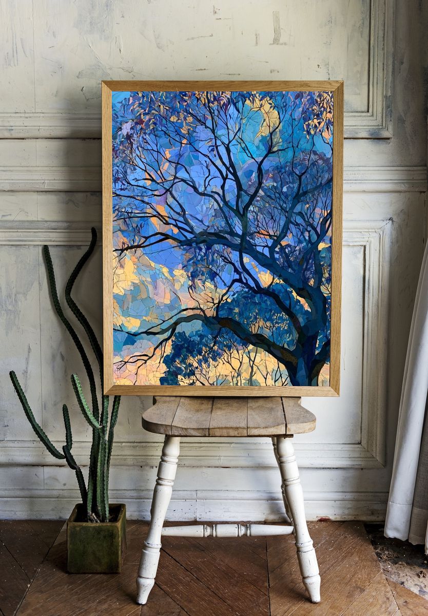 Twilight Tree Canopy Illustration Poster. room preview