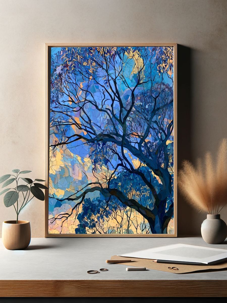Twilight Tree Canopy Illustration Poster. — room view 2