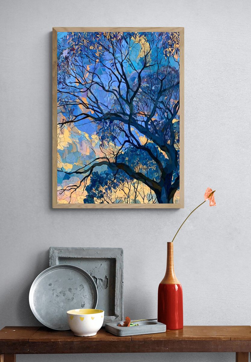 Twilight Tree Canopy Illustration Poster. — room view 3