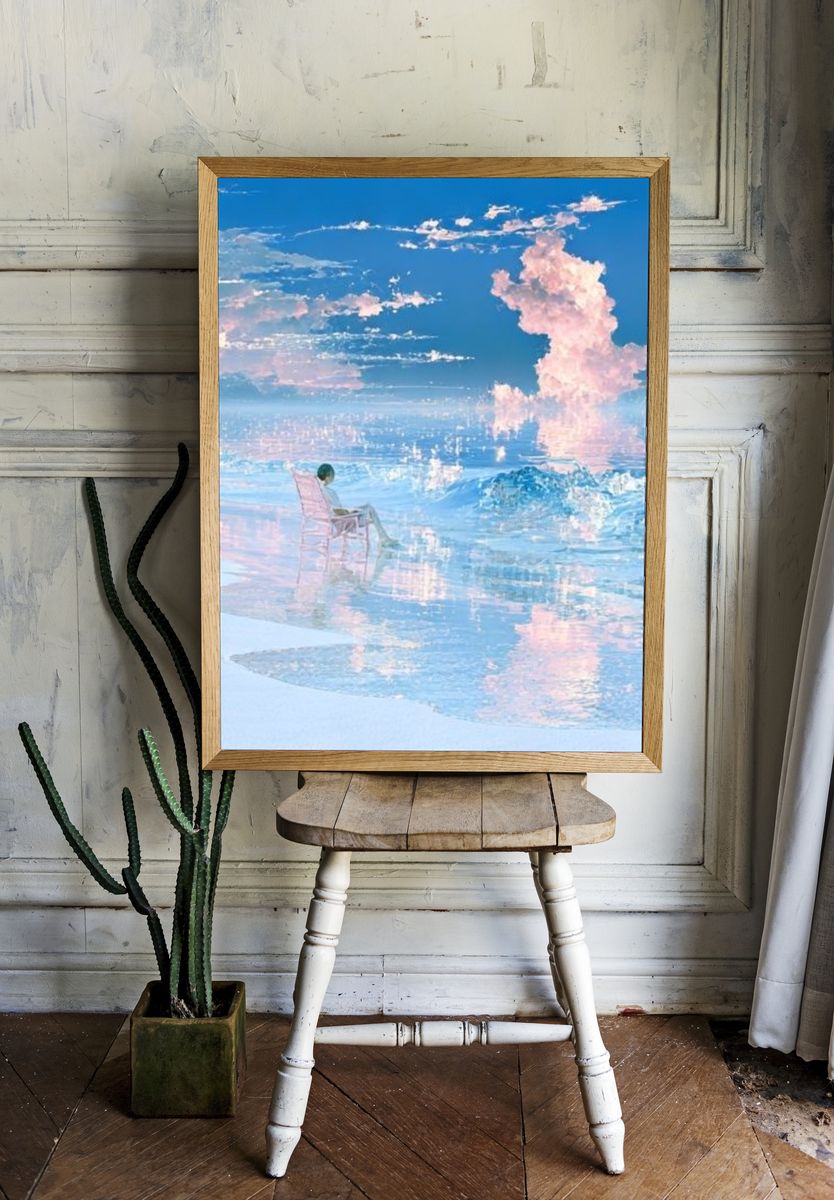 Dreamy Seascape Reflection Print. — room view 1