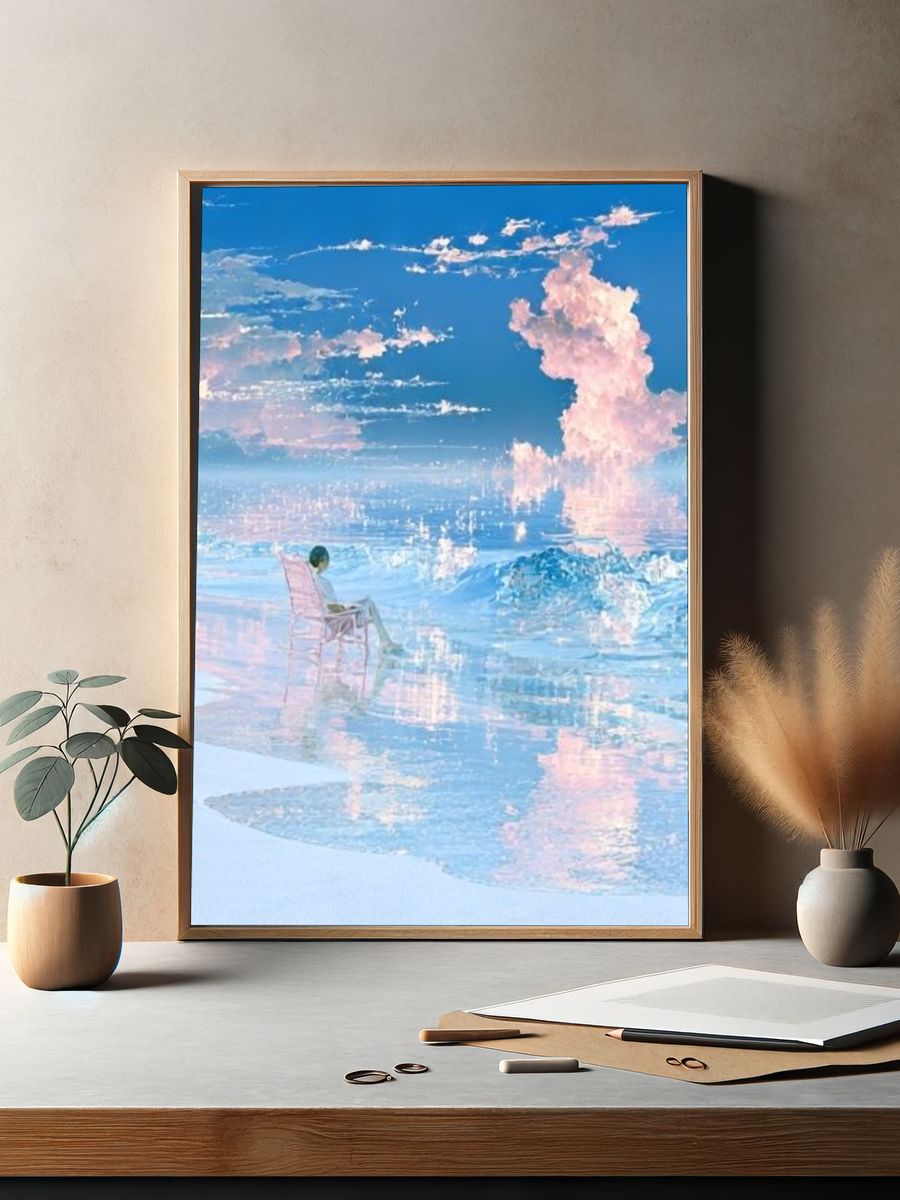 Dreamy Seascape Reflection Print. — room view 2