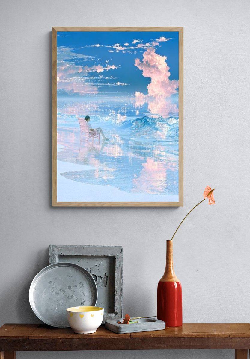 Dreamy Seascape Reflection Print. — room view 3