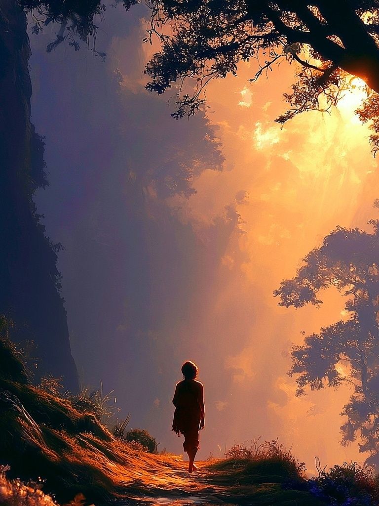 Misty Forest Sunrise Illustration Poster. poster — nature art