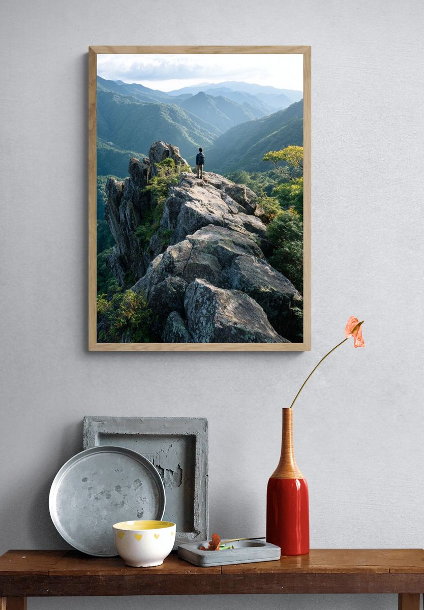 Mountain Ridge Hiker Landscape Poster. — room view 3
