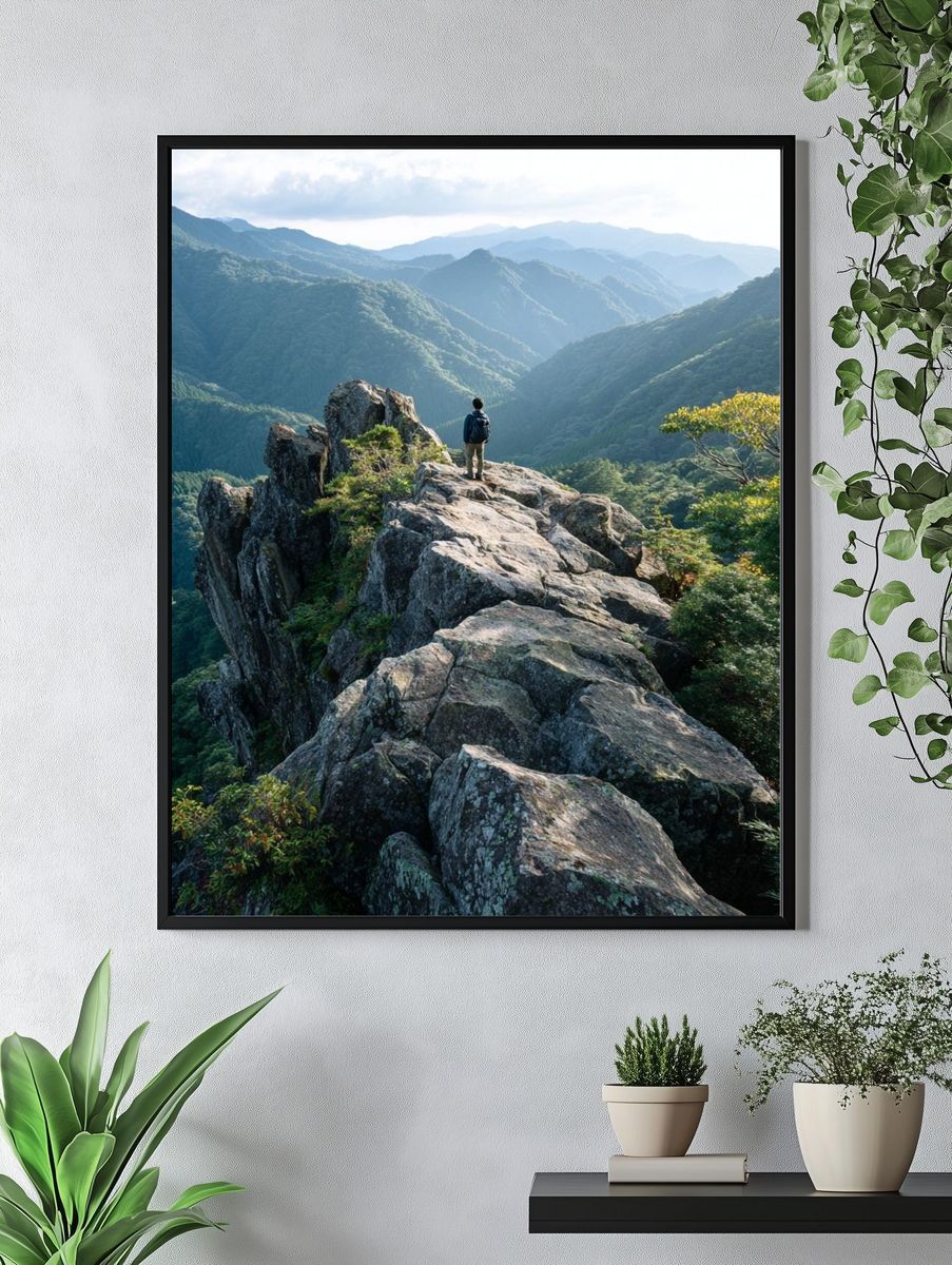 Mountain Ridge Hiker Landscape Poster. — room view 4