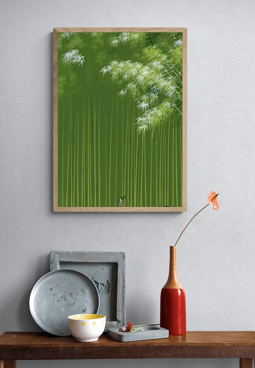 Bamboo Grove Minimalist Print. — room view 3