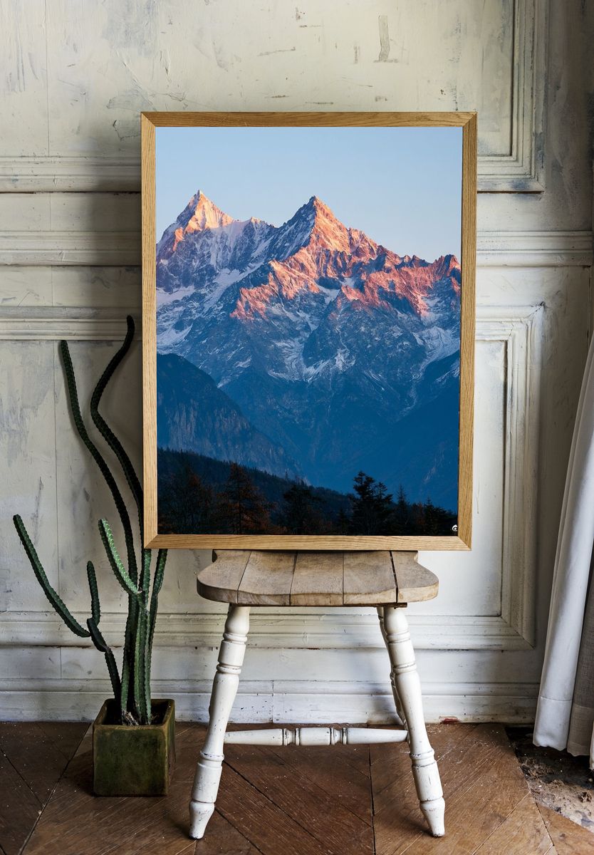 Alpine Sunrise Mountain Poster. room preview